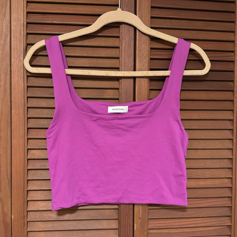 Aritzia Babaton Contour Squareneck Crop Tank Ube Purple Medium